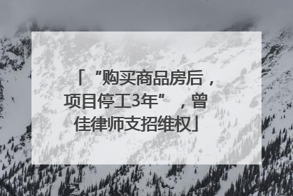 “购买商品房后，项目停工3年”，曾佳律师支招维权