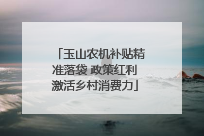 玉山农机补贴精准落袋 政策红利激活乡村消费力