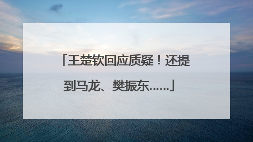 王楚钦回应质疑！还提到马龙、樊振东……
