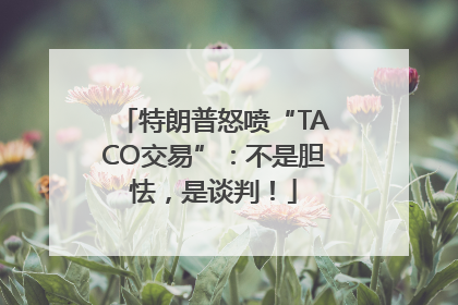 特朗普怒喷“TACO交易”：不是胆怯，是谈判！