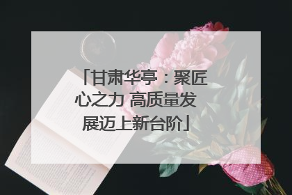 甘肃华亭：聚匠心之力 高质量发展迈上新台阶