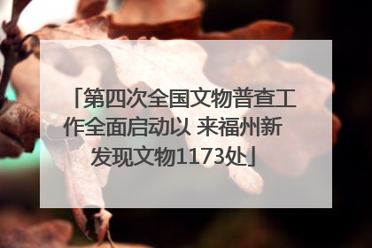 第四次全国文物普查工作全面启动以 来福州新发现文物1173处