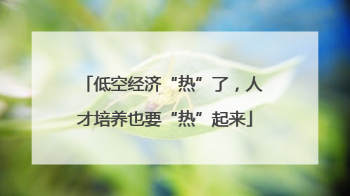 低空经济“热”了，人才培养也要“热”起来