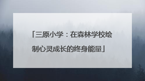 三原小学：在森林学校绘制心灵成长的终身能量