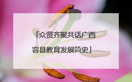 众贤齐聚共话广西容县教育发展简史