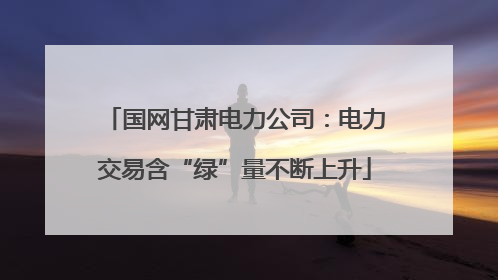 国网甘肃电力公司：电力交易含“绿”量不断上升