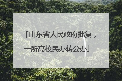 山东省人民政府批复，一所高校民办转公办