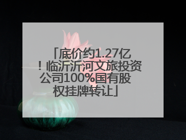 底价约1.27亿！临沂沂河文旅投资公司100%国有股权挂牌转让
