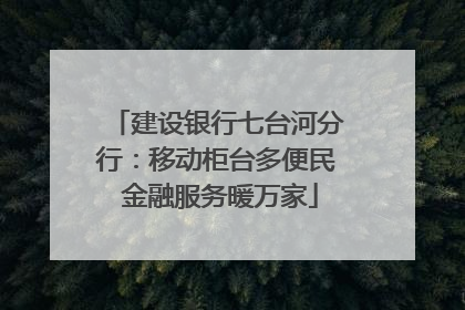 建设银行七台河分行：移动柜台多便民 金融服务暖万家