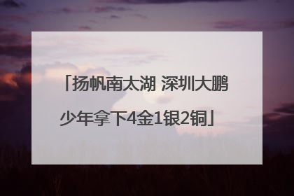 扬帆南太湖 深圳大鹏少年拿下4金1银2铜