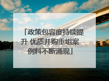 政策包容度持续提升 优质并购重组案例料不断涌现