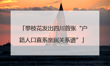 攀枝花发出四川首张“户籍人口直系亲属关系谱”