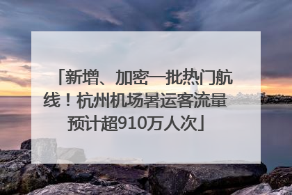 新增、加密一批热门航线！杭州机场暑运客流量预计超910万人次