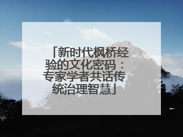 新时代枫桥经验的文化密码：专家学者共话传统治理智慧