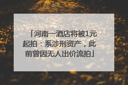 河南一酒店将被1元起拍：系涉刑资产，此前曾因无人出价流拍