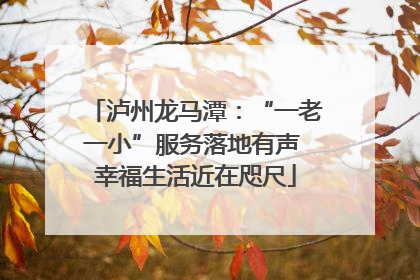 泸州龙马潭：“一老一小”服务落地有声 幸福生活近在咫尺