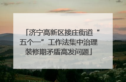 济宁高新区接庄街道“五个一”工作法集中治理装修期矛盾高发问题
