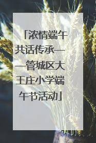 浓情端午共话传承——管城区大王庄小学端午节活动