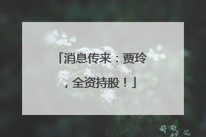 消息传来：贾玲，全资持股！