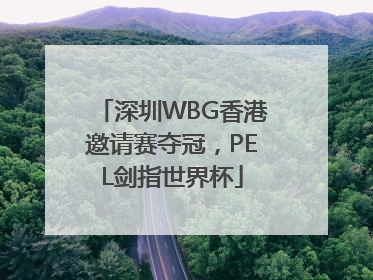 深圳WBG香港邀请赛夺冠，PEL剑指世界杯
