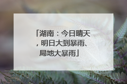湖南：今日晴天，明日大到暴雨、局地大暴雨