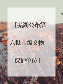 芜湖公布第六批市级文物保护单位