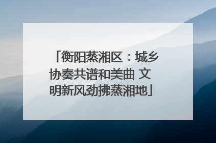 衡阳蒸湘区：城乡协奏共谱和美曲 文明新风劲拂蒸湘地