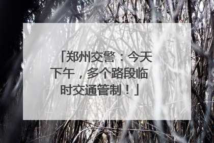 郑州交警：今天下午，多个路段临时交通管制！