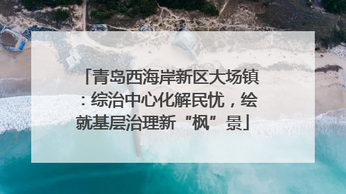 青岛西海岸新区大场镇：综治中心化解民忧，绘就基层治理新“枫”景