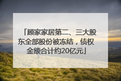 顾家家居第二、三大股东全部股份被冻结，债权金额合计约20亿元
