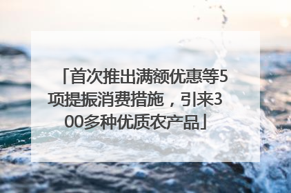 首次推出满额优惠等5项提振消费措施，引来300多种优质农产品