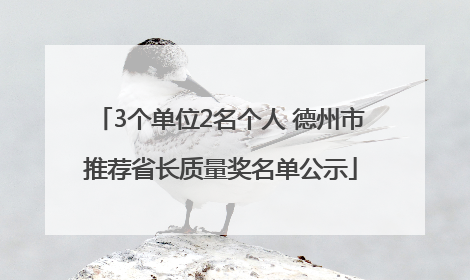3个单位2名个人 德州市推荐省长质量奖名单公示